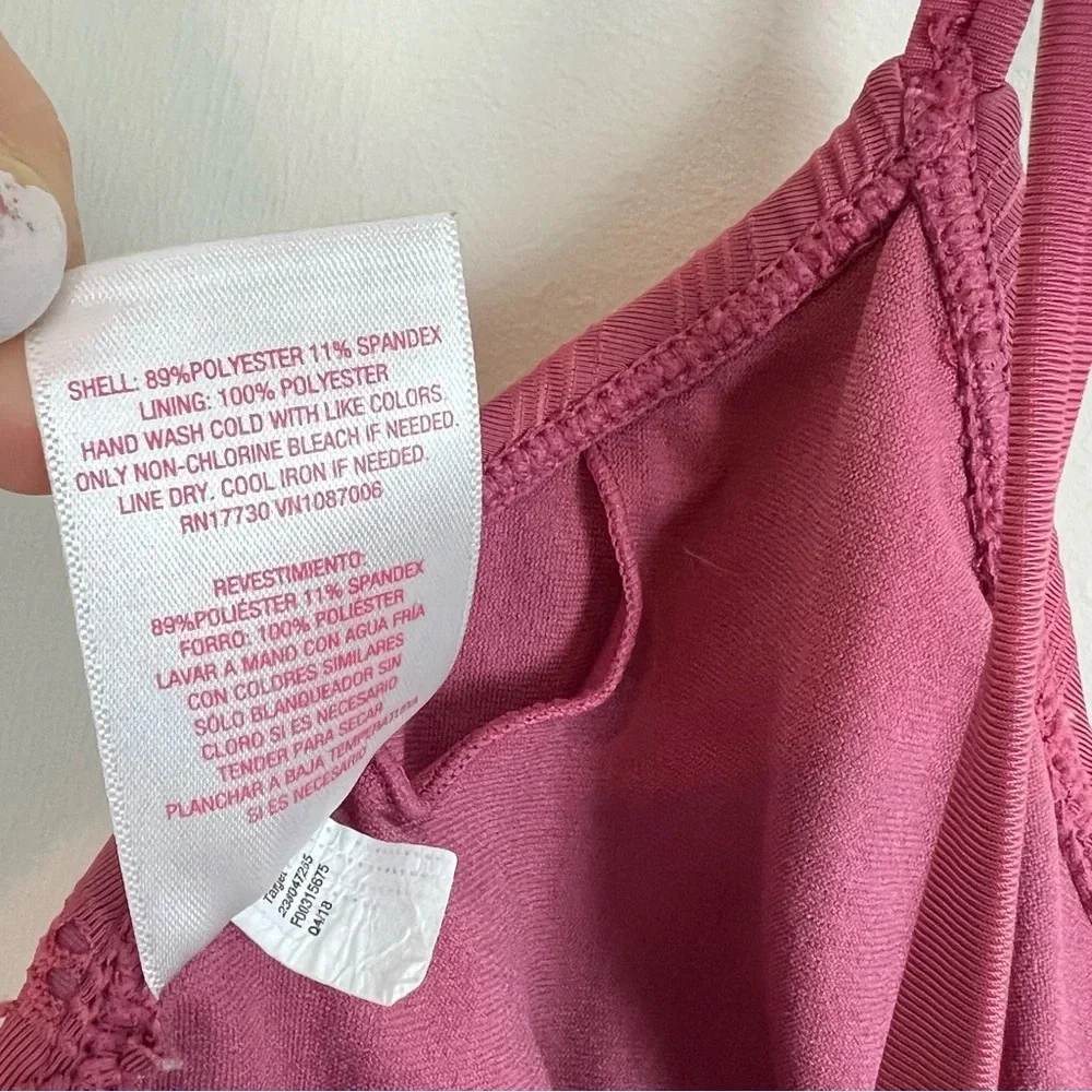 Xhilaration Mauve Eyelet One Piece Swimsuit Junior Medium M Cheeky Swim Bathing